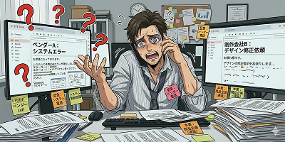 制作会社やシステムベンダーとのやり取りが増え、本業に集中できない